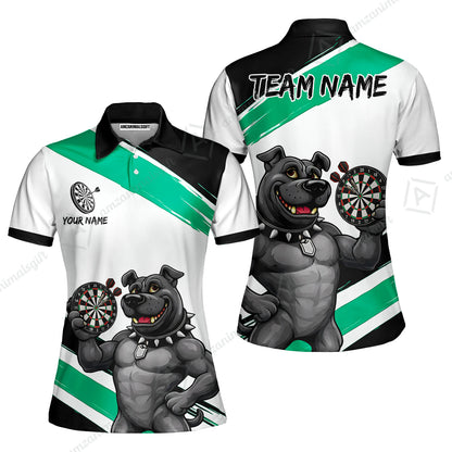 Custom Darts Jersey Polo Shirt, Pitbull Hold Dart Board, Custom Dart Jersey Team Shirt For Players With Name & Team Name