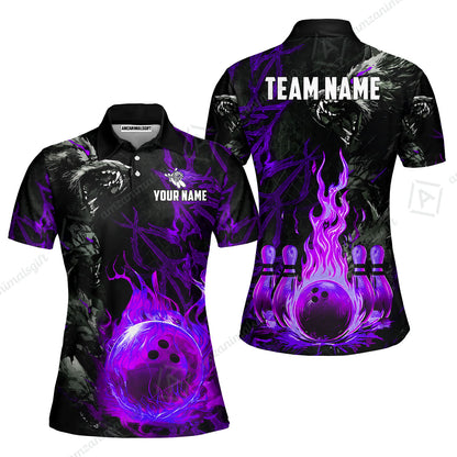 Custom Bowling Jersey Polo Shirt, Hellfire Werewolf & Crimson Strike, Custom Bowling Jersey Team Shirt For Players With Name & Team Name