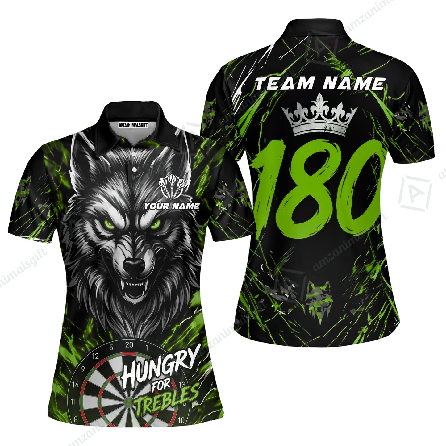 Custom Darts Jersey Polo Shirt, Wolf 180, Custom Dart Jersey Team Shirt For Players With Name & Team Name