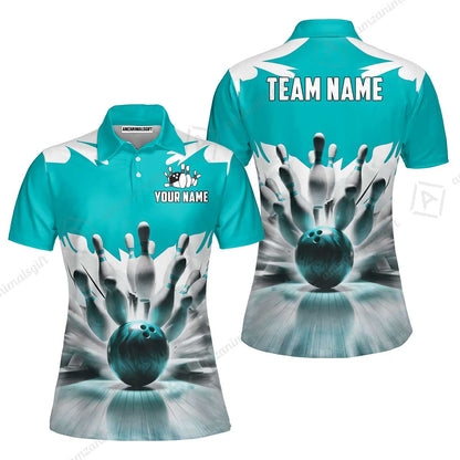 Custom Bowling Jersey Polo Shirt, Electric Marble Strike, Custom Bowling Jersey Team Shirt For Players With Name and Team Name