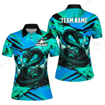 Custom Bowling Jersey Polo Shirt, Viper Venom Strike & Cyberpunk Splash, Custom Bowling Jersey Team Shirt For Players With Name & Team Name