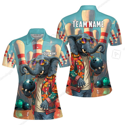 Custom Bowling Jersey Polo Shirt, Cool Elephant Bowling, Custom Bowling Jersey Team Shirt For Players With Name and Team Name