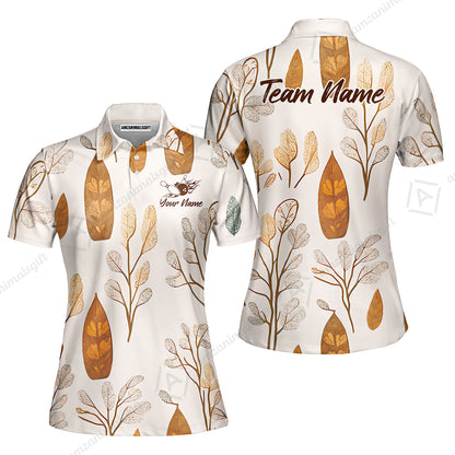 Custom Bowling Jersey Polo Shirt, Leave Pattern, Custom Bowling Jersey Team Shirt For Players With Name & Team Name