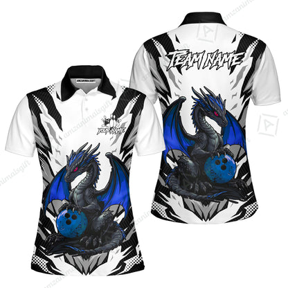 Custom Bowling Jersey Polo Shirt, Dragon Lover Custom Bowling Jersey Team Shirt For Players With Name & Team Name