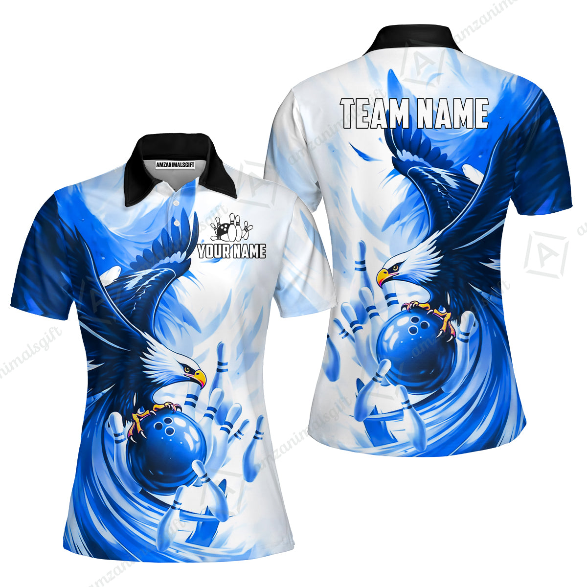Custom Bowling Jersey Polo Shirt, Soaring Eagle, Custom Bowling Jersey Team Shirt For Players With Name & Team Name