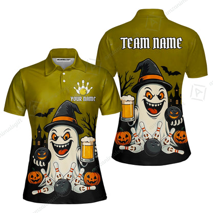 Custom Bowling Jersey Polo Shirt, Bowling Halloween Witch, Custom Bowling Jersey Team Shirt For Players With Name & Team Name