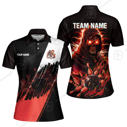 Custom Bowling Jersey Polo Shirt, Glow Reaper Bowling Custom Bowling Jersey Team Shirt For Players With Name & Team Name