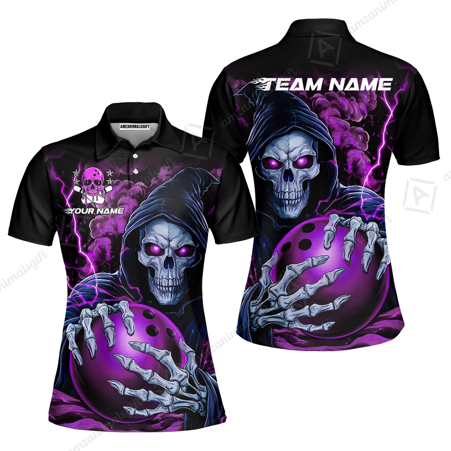 Custom Bowling Jersey Polo Shirt, The Death Hold Bowling Ball, Custom Bowling Jersey Team Shirt For Players With Name & Team Name