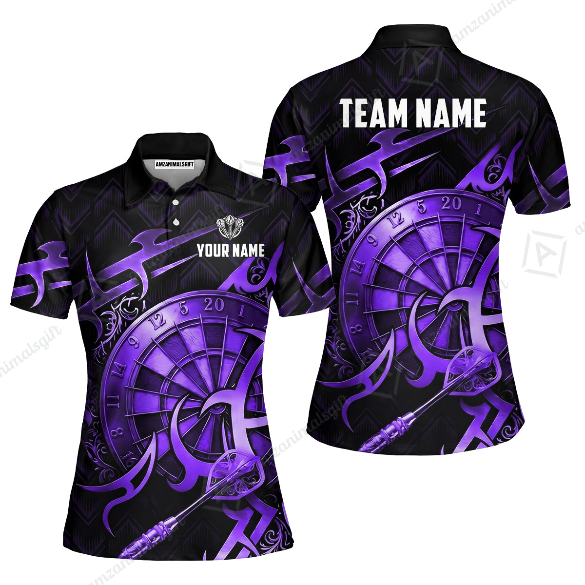 Custom Darts Jersey Polo Shirt, Tribal Darts & Mechanical Inferno, Custom Dart Jersey Team Shirt For Players With Name & Team Name
