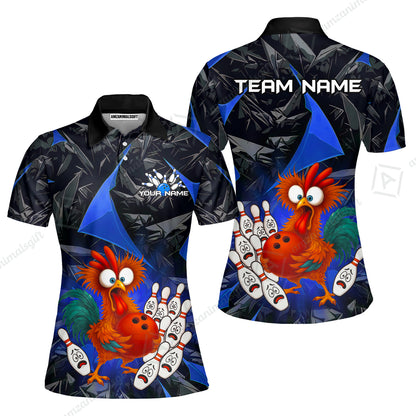Custom Bowling Jersey Polo Shirt, Crazy Chicken Bowling Custom Bowling Jersey Team Shirt For Players With Name & Team Name