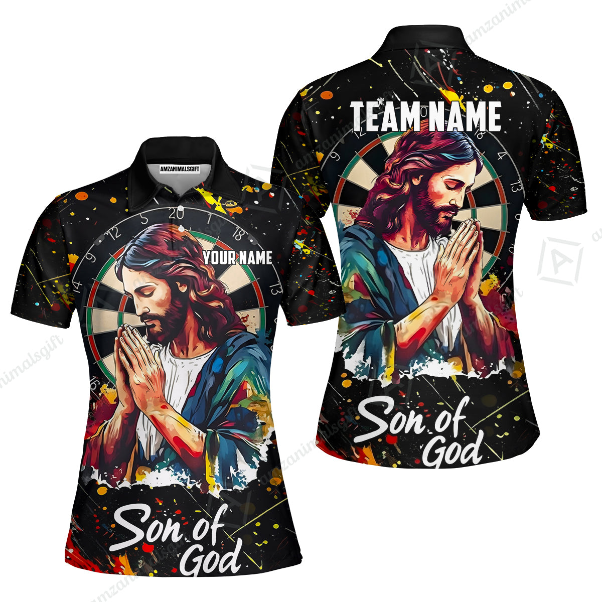 Custom Darts Team Jersey, Personalized Jesus Darts Polo Shirt For Players With Name & Team Name