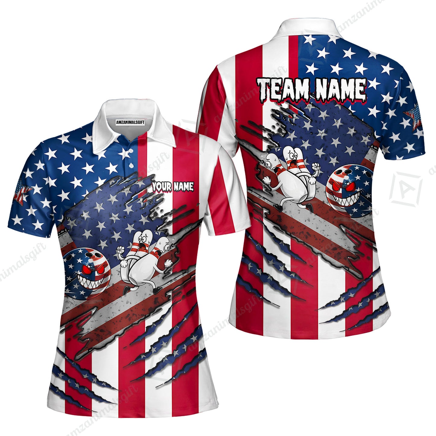 Custom Bowling Jersey Polo Shirt, Monster Strike Bowling Custom Bowling Jersey Team Shirt For Players With Name & Team Name