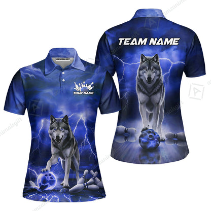 Custom Bowling Jersey Polo Shirt, Electric Wolf Bowling Custom Bowling Jersey Team Shirt For Players With Name & Team Name