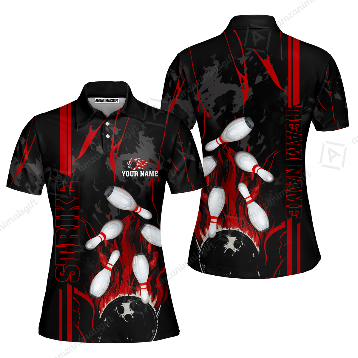 Custom Team Name Bowling Strike Team  Bowling Jersey - Custom Name Bowling Strike Personalized Bowling Polo Shirt - Uniform Shirt For Bowlers