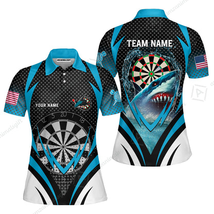 Custom Blue Dartboard Darts Team Jersey Polo Quarter-Zip Shirts, Customized Name Team Name Darts Team Jerseys Uniform