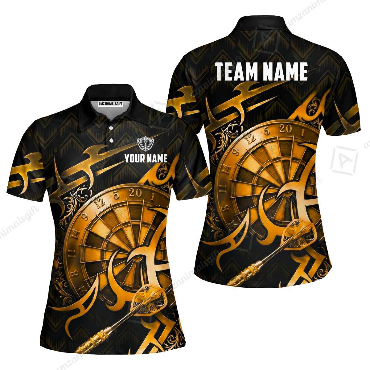 Custom Darts Jersey Polo Shirt, Tribal Darts & Mechanical Inferno, Custom Dart Jersey Team Shirt For Players With Name & Team Name
