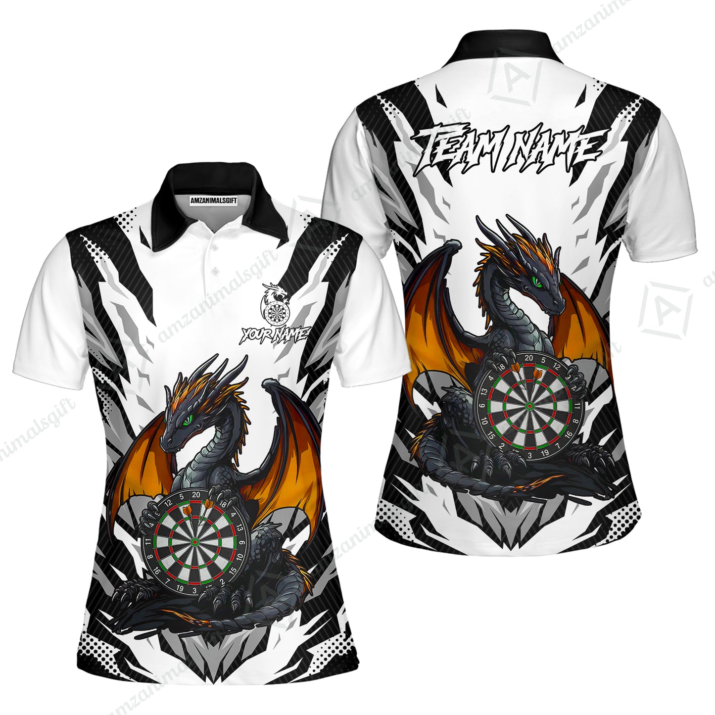 Custom Darts Team Jersey, Personalized Fantasy Dragon Dart Polo Shirt For Players With Name & Team Name
