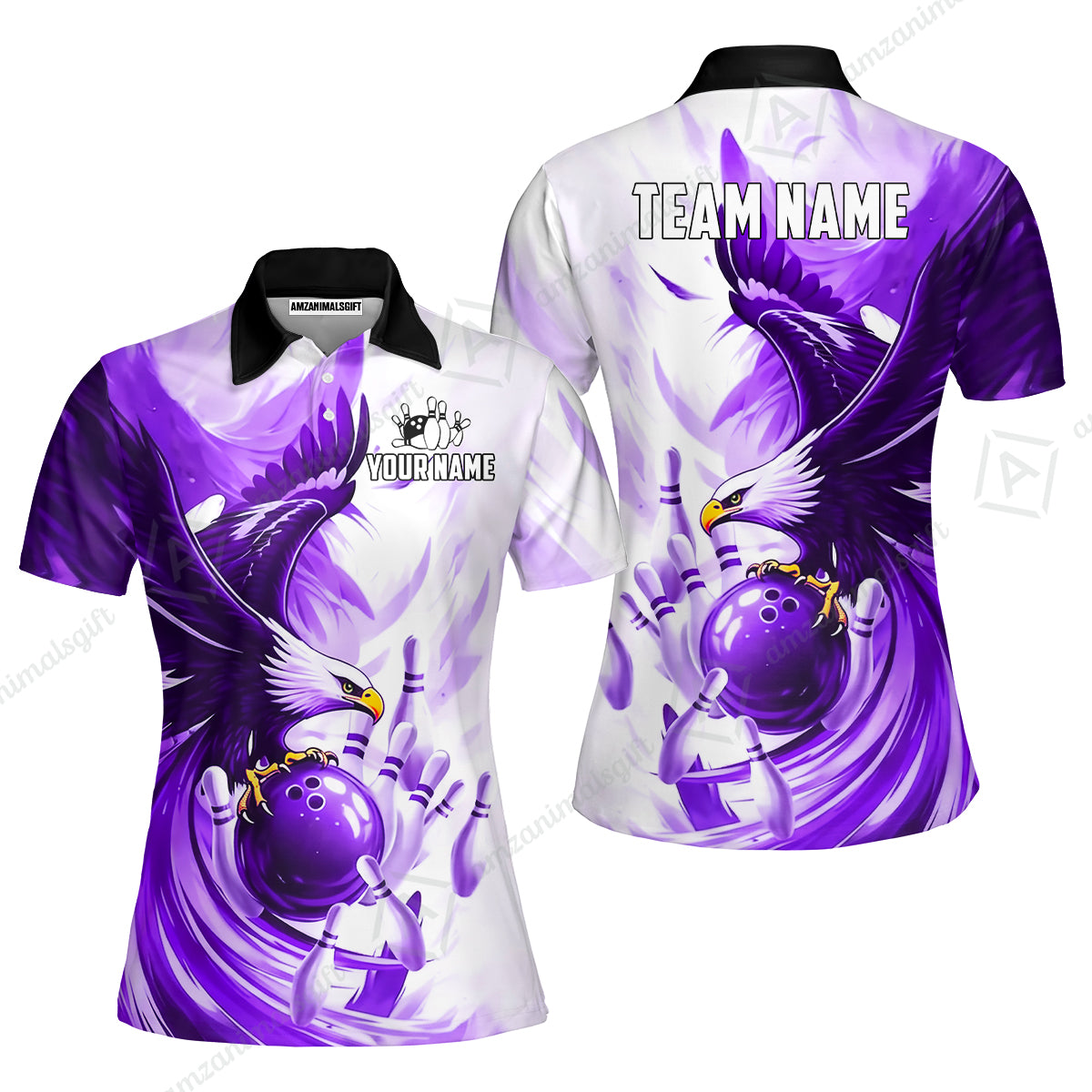 Custom Bowling Jersey Polo Shirt, Soaring Eagle, Custom Bowling Jersey Team Shirt For Players With Name & Team Name