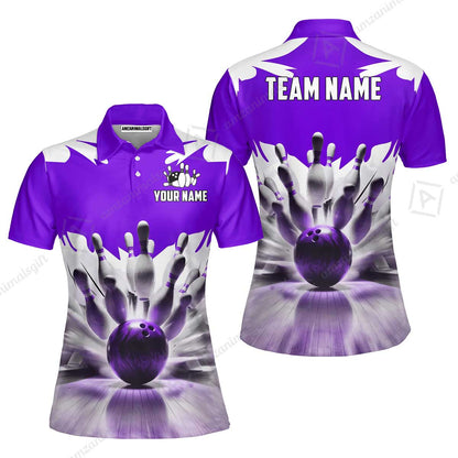 Custom Bowling Jersey Polo Shirt, Electric Marble Strike, Custom Bowling Jersey Team Shirt For Players With Name and Team Name