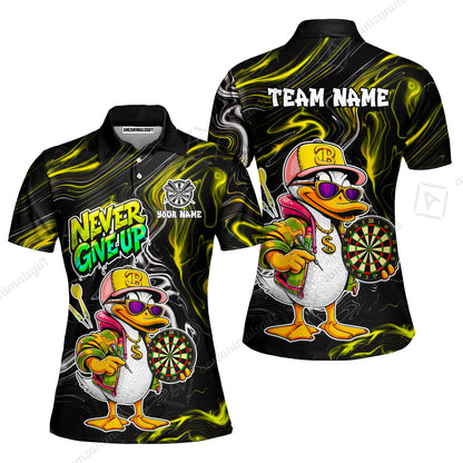 Customized Darts Team Jersey, Duck Never Give Up, Personalized Darts Name And Team Name