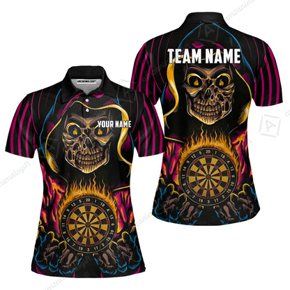 Custom Darts Team Jersey, Personalized Grim Reaper Dart Polo Shirt For Players With Name & Team Name