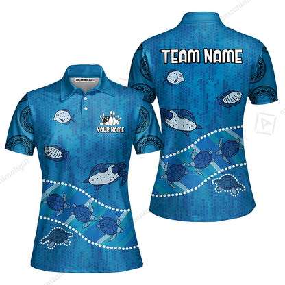 Custom Bowling Jersey Polo Shirt, Sea Turtle Bowling, Custom Bowling Jersey Team Shirt For Players With Name & Team Name