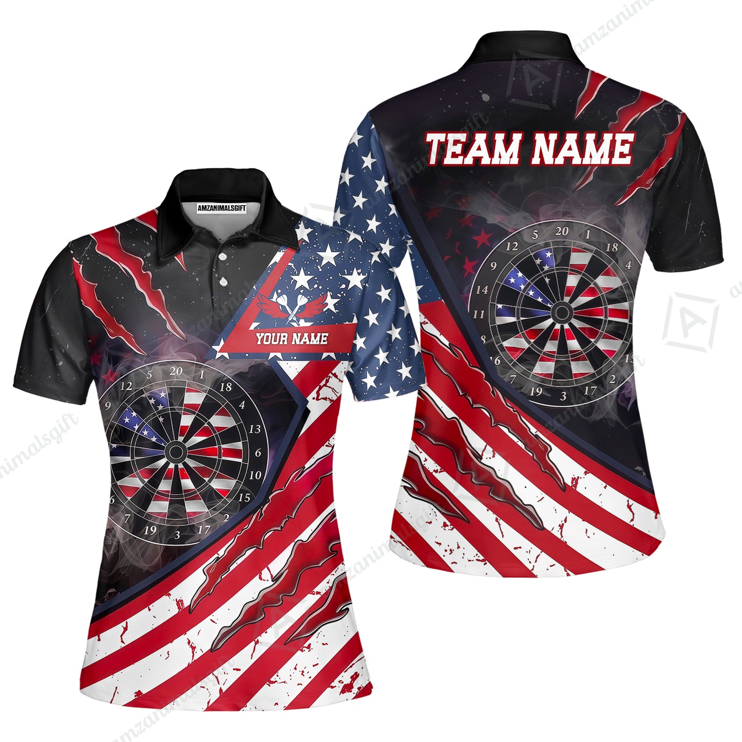 Custom Patriotic Americana Claw Rip Darts Jersey Polo Shirt, Custom Patriotic Americana Claw Rip Dart Jersey Team Shirt For Players With Name and Team Name