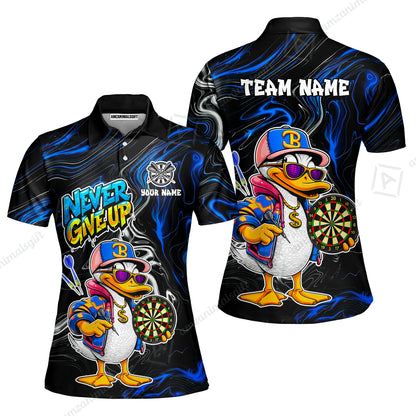 Customized Darts Team Jersey, Duck Never Give Up, Personalized Darts Name And Team Name