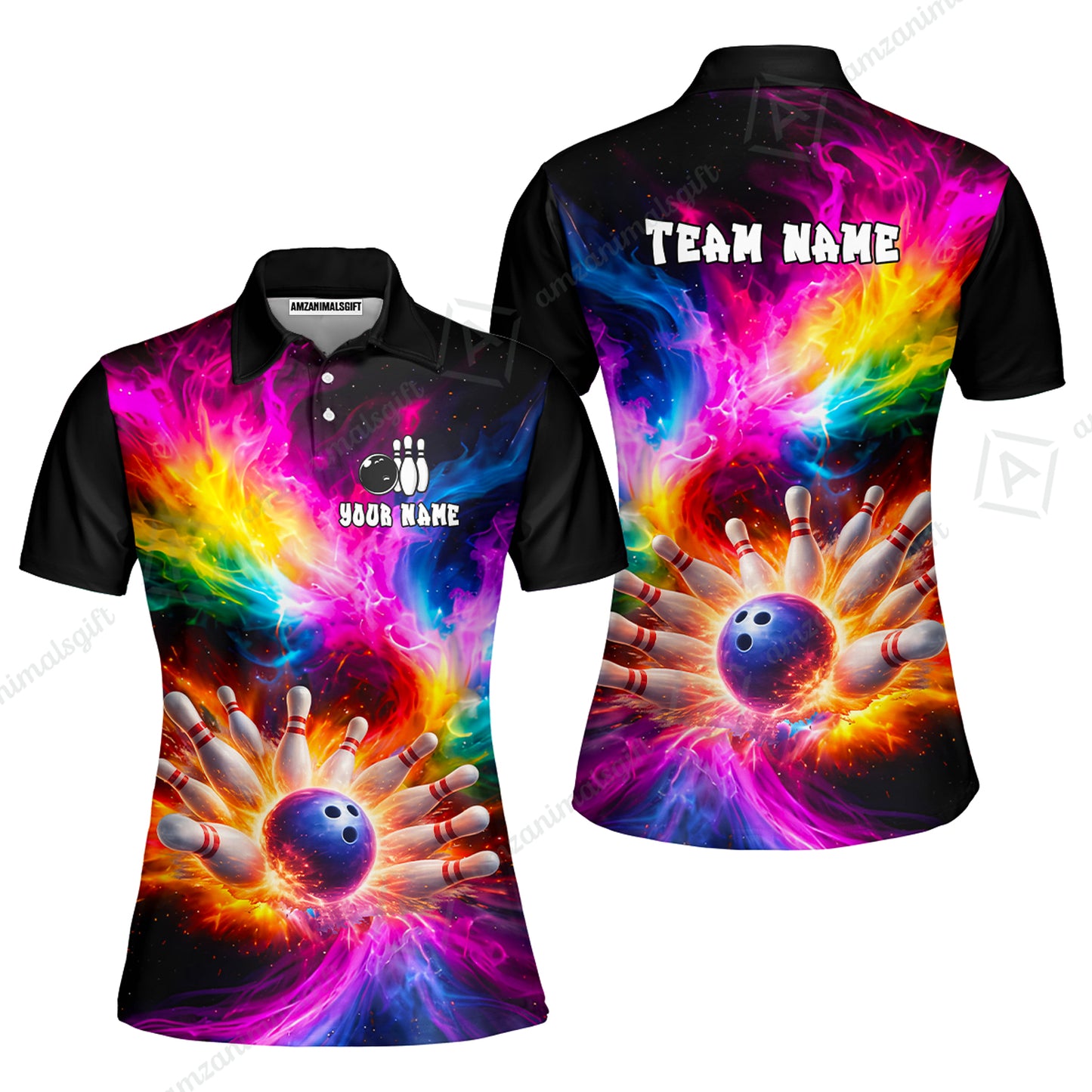 Custom Cosmic Bowling Night Jersey Polo Shirt, Custom Cosmic Bowling Night Jersey Team Shirt For Players With Name & Team Name
