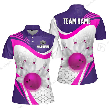 Custom Bowling Jersey Polo Shirt, Geometric Streamline & Fresh Mint, Custom Bowling Jersey Team Shirt For Players With Name & Team Name