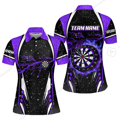 Custom Lightning Glitter Darts Team Unisex Polo Shirts, Customized Name Team Name Darts Team Jerseys Uniform
