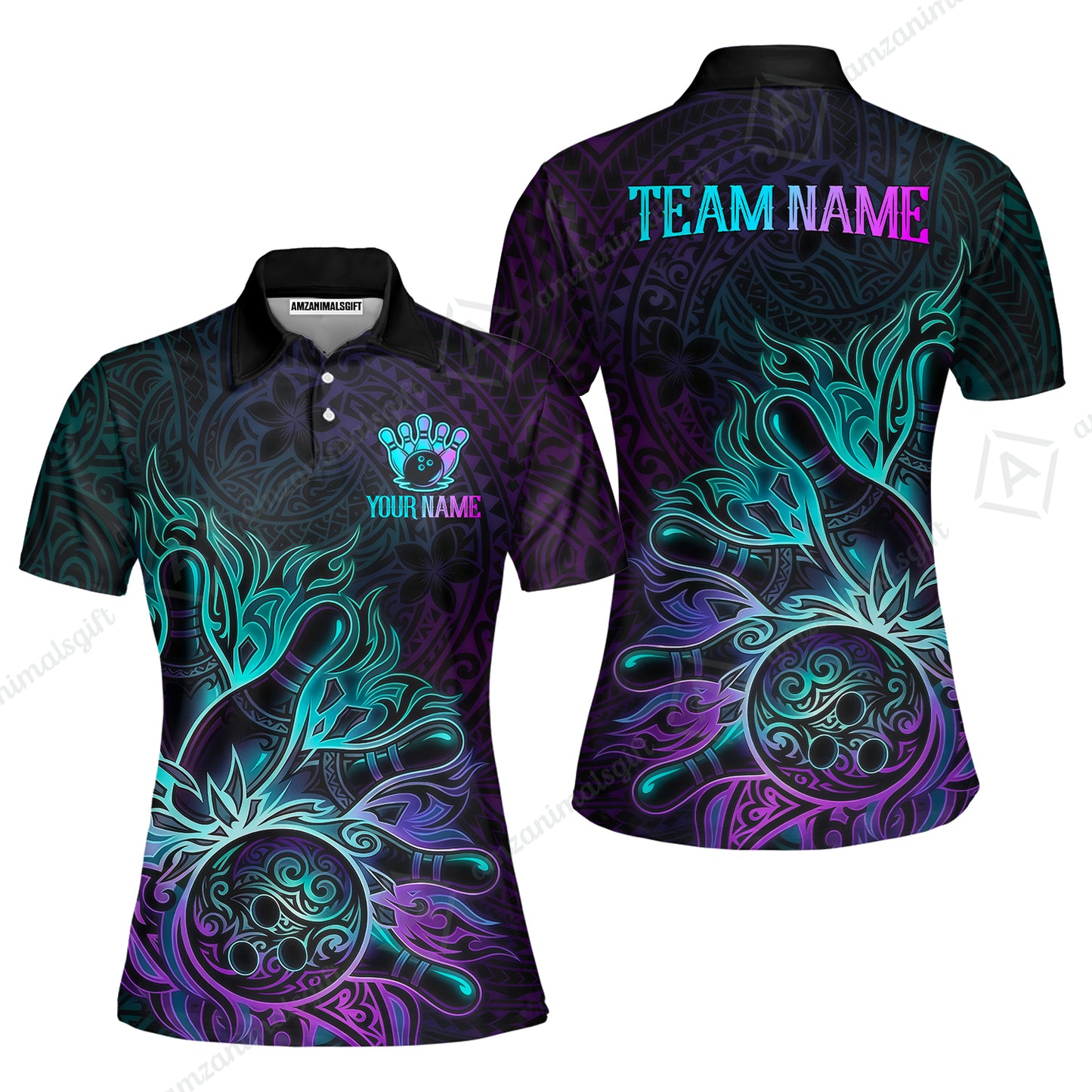 Custom Bowling Jersey Polo Shirt, Maori Tattoo Bowling, Custom Bowling Jersey Team Shirt For Players With Name & Team Name