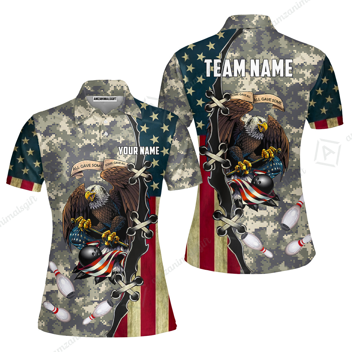 Custom Bowling Jersey Polo Shirt, All Gave Some Bowling, Personalized Name & Team Name