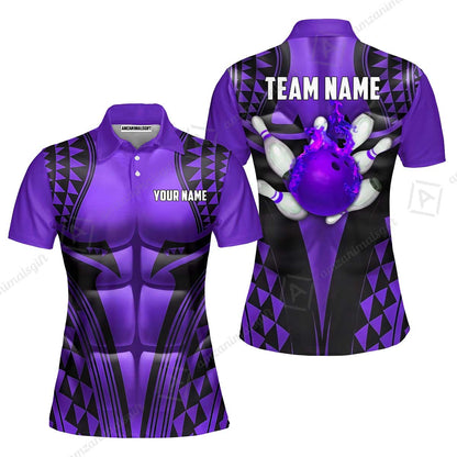 Custom Bowling Jersey Polo Shirt, Polynesian Strike, Custom Bowling Jersey Team Shirt For Players With Name & Team Name