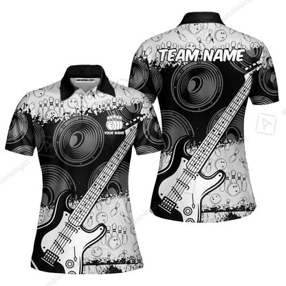 Customized Bowling Unisex Polo Shirt, Guitar Speaker Bowling, Bowling Uniform - Personalized Name Team Name For Bowlers