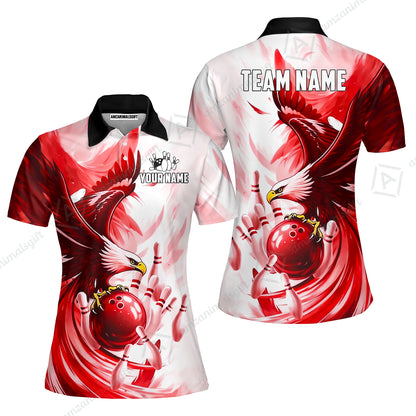 Custom Bowling Jersey Polo Shirt, Soaring Eagle, Custom Bowling Jersey Team Shirt For Players With Name & Team Name