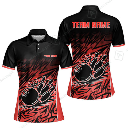 Customized Bowling Unisex Polo Shirt, Abstract Sameless Pattern Color Bowling Uniforms, Personalized Name And Team Name
