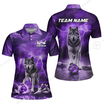 Custom Bowling Jersey Polo Shirt, Electric Wolf Bowling Custom Bowling Jersey Team Shirt For Players With Name & Team Name