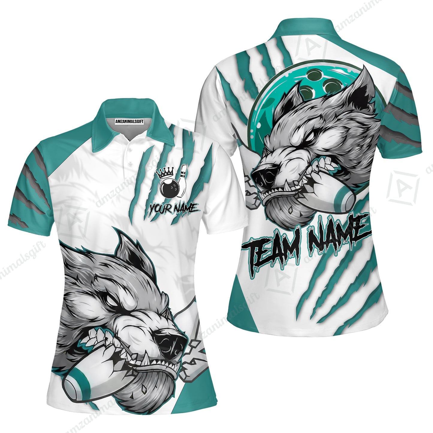 Customized Bowling Jerseys, Fierce Wolf Artwork Scratch, Uniform Bowling - Personalized Name And Team Name