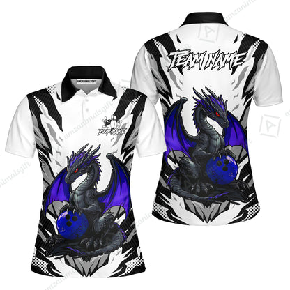 Custom Bowling Jersey Polo Shirt, Dragon Lover Custom Bowling Jersey Team Shirt For Players With Name & Team Name