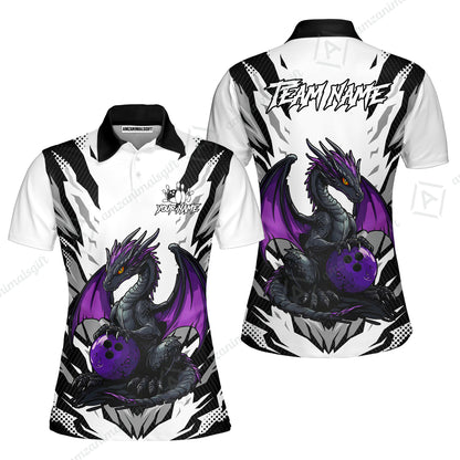 Custom Bowling Jersey Polo Shirt, Dragon Lover Custom Bowling Jersey Team Shirt For Players With Name & Team Name