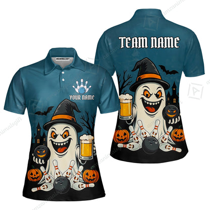 Custom Bowling Jersey Polo Shirt, Bowling Halloween Witch, Custom Bowling Jersey Team Shirt For Players With Name & Team Name