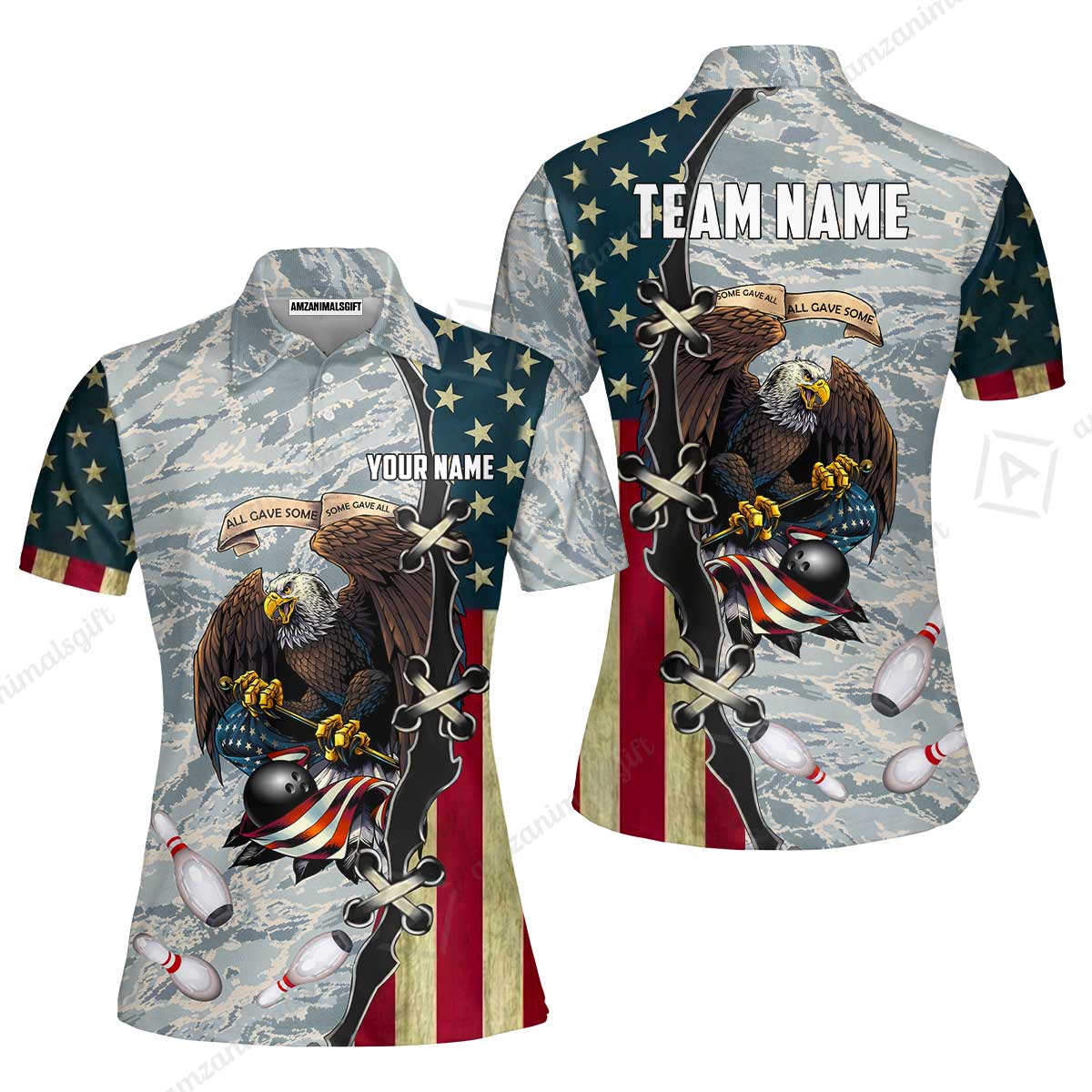 Custom Bowling Jersey Polo Shirt, All Gave Some Bowling, Personalized Name & Team Name