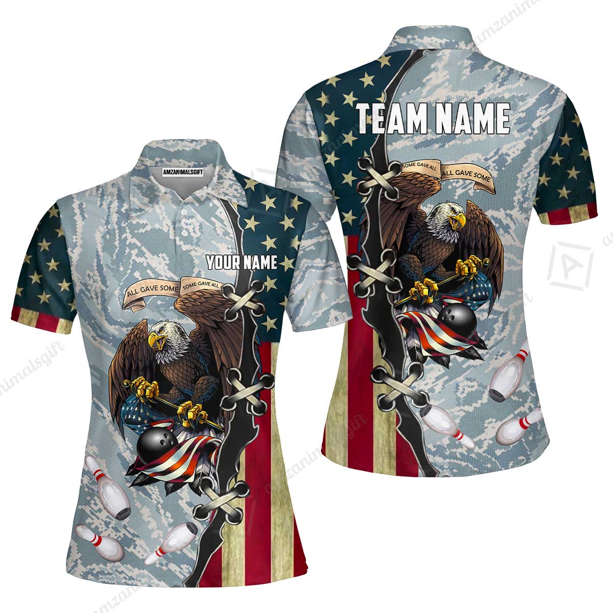 Custom Bowling Jersey Polo Shirt, All Gave Some Bowling, Personalized Name & Team Name