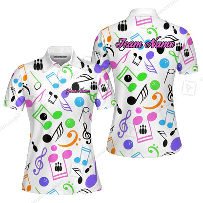 Custom Bowling Jersey Polo Shirt, Colorful Music Bowling, Custom Bowling Jersey Team Shirt For Players With Name & Team Name