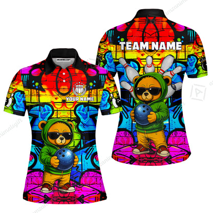 Custom Bowling Jersey Polo Shirt, Urban Street Art Bowling, Custom Bowling Jersey Team Shirt For Players With Name & Team Name
