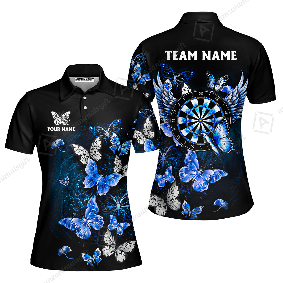 Custom Dart Jersey Team Shirt For Players, Dreamy Nebula & Angelic Butterflies, Personalize Name and Team Name