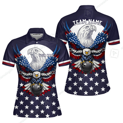 Custom Bowling Jersey Polo, Eagle American Flag, Custom Bowling Jersey Team Shirt For Players With Name & Team Name