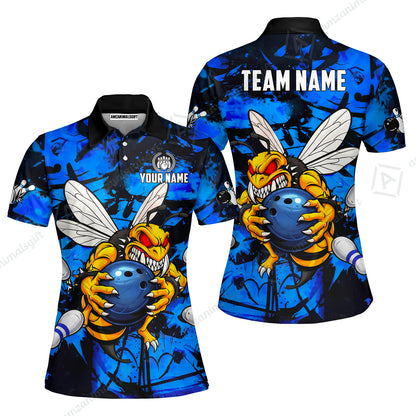Custom Bowling Jersey Polo Shirt, The Wild Wasp Strike, Custom Bowling Jersey Team Shirt For Players With Name & Team Name