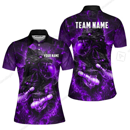 Custom Bowling Jersey Polo Shirt, Dark Fantasy Hellfire Werewolf, Custom Bowling Jersey Team Shirt For Players With Name & Team Name